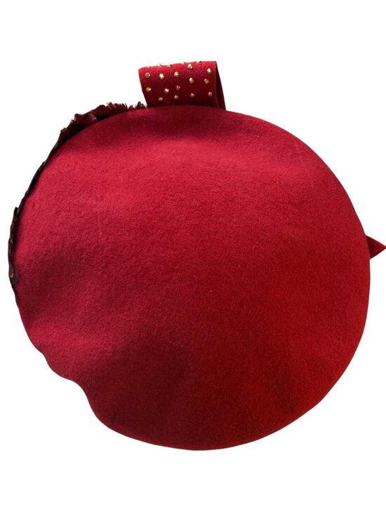 Vintage Mr. John Classic Red Feather Accent Mid Century Gold Stud Hat Church main image 6